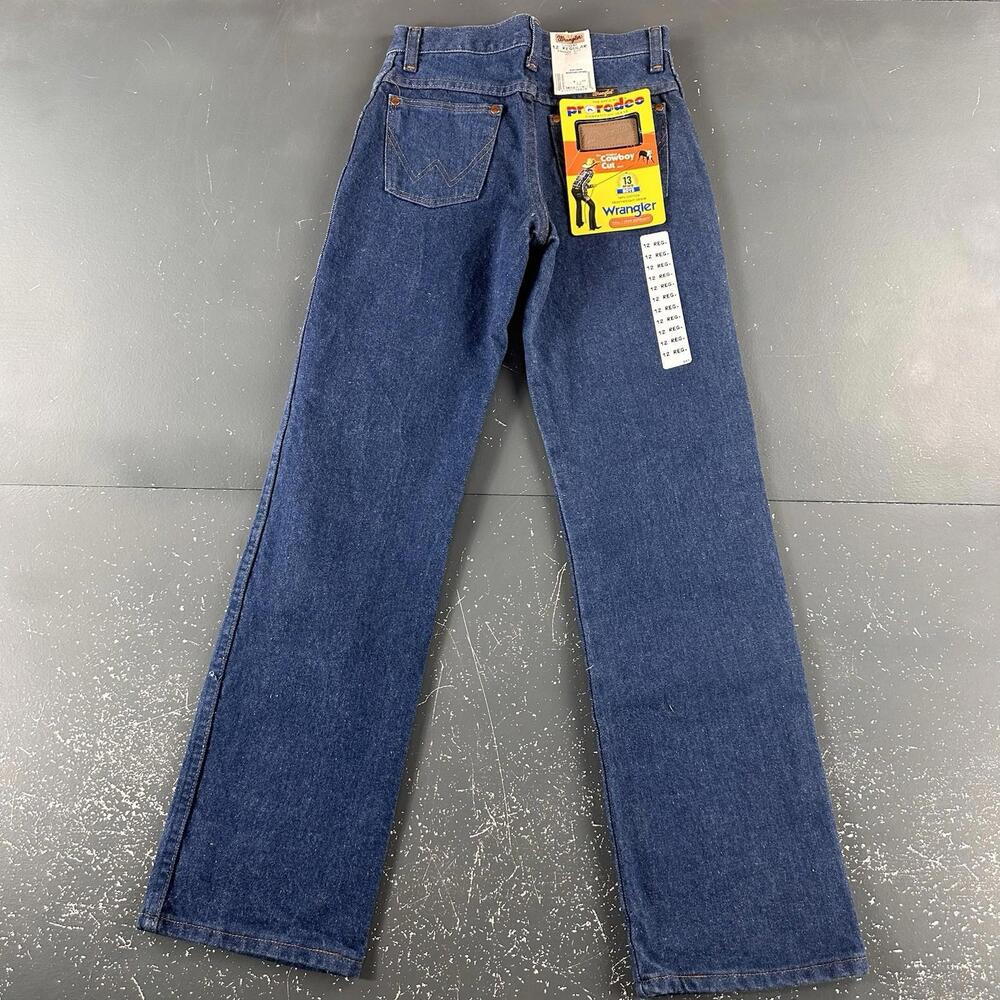 VTG Wrangler Jeans Boys 12 Reg Dark Blue 13MWZ Cowboy Cut USA Made 26x30 NWT - Picture 8 of 9